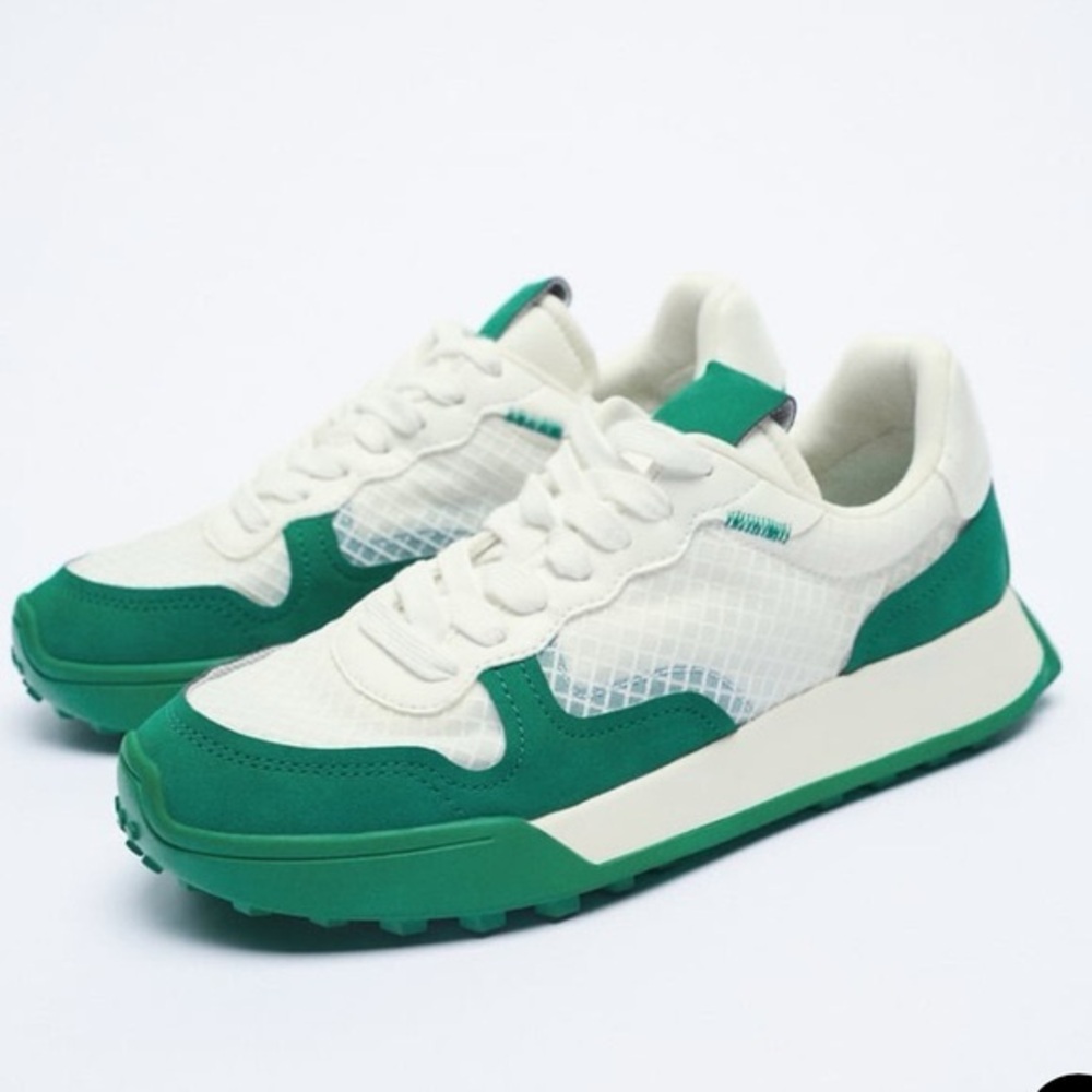 New Zara green and white sneakers size 39